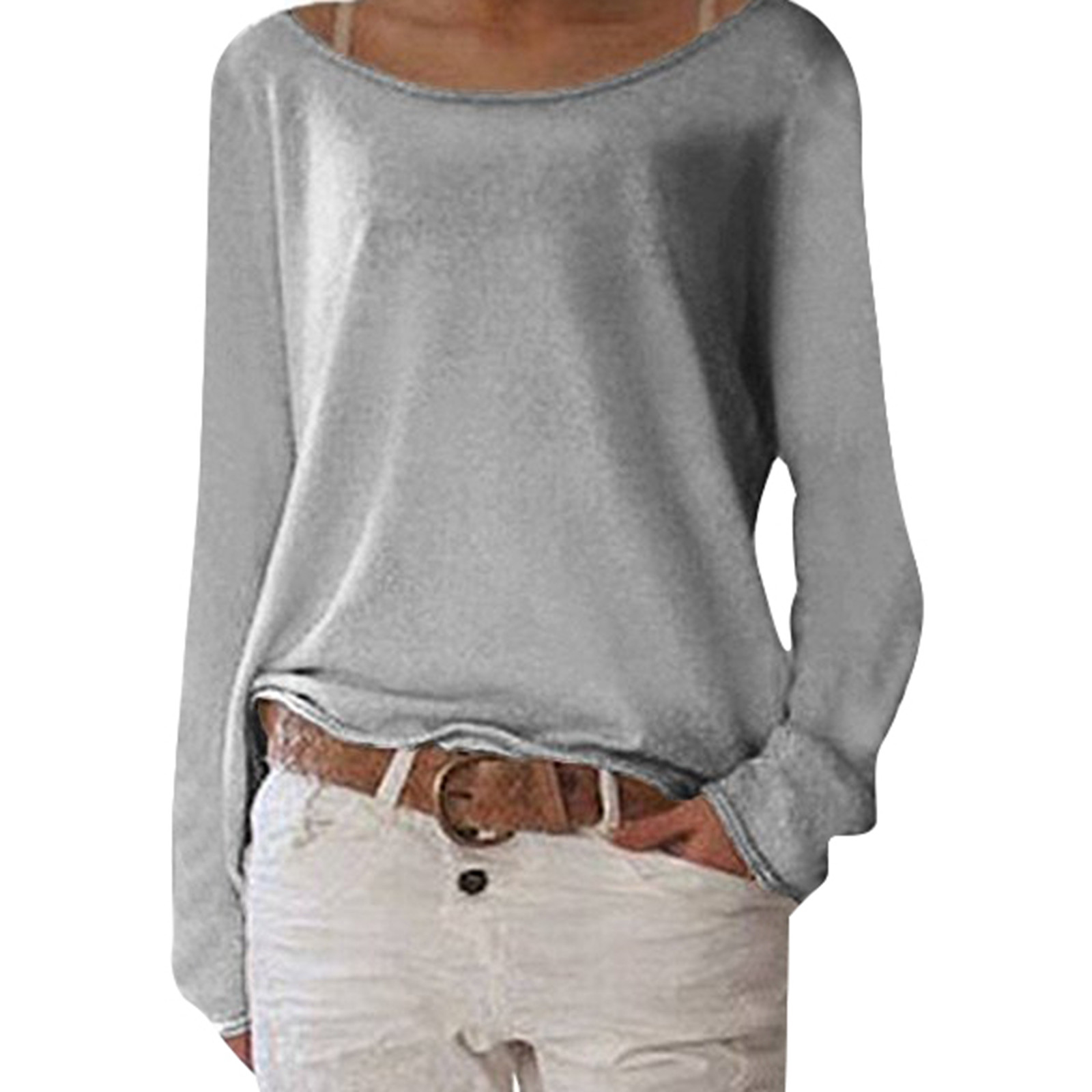 thumbnail image 2 of Top de manga larga de punto liso para mujer - Camiseta básica para combinar con otras prendas, ideal para la oficina o para llevar de forma informal, 2 of 5